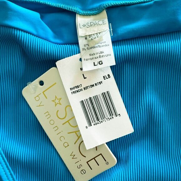 L*Space Electric Blue Frenchi Bitsy Bikini Swim Bottom Ribbed High Rise NWT L - Picture 5 of 5